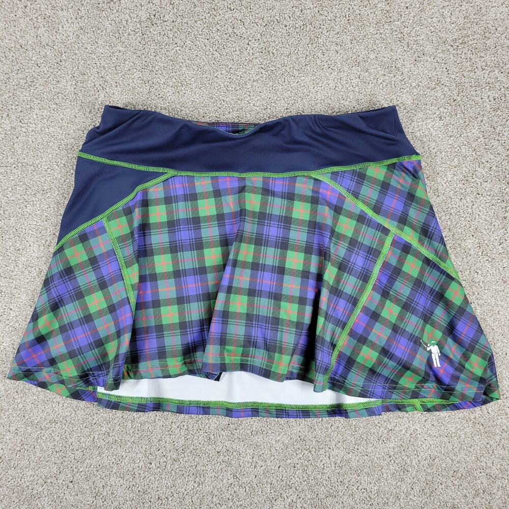 William Murray Athletic Tennis Golf Skort Women M Green Plaid Pockets Activewear
